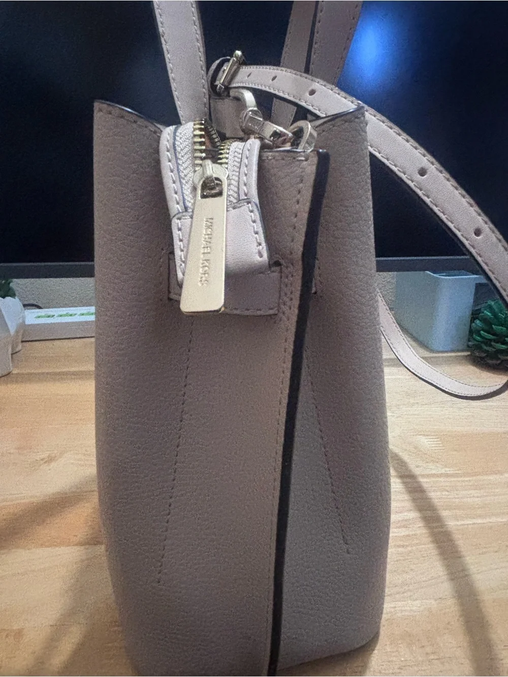 Michael Kors Neutral Beige Tote with Belt Accent